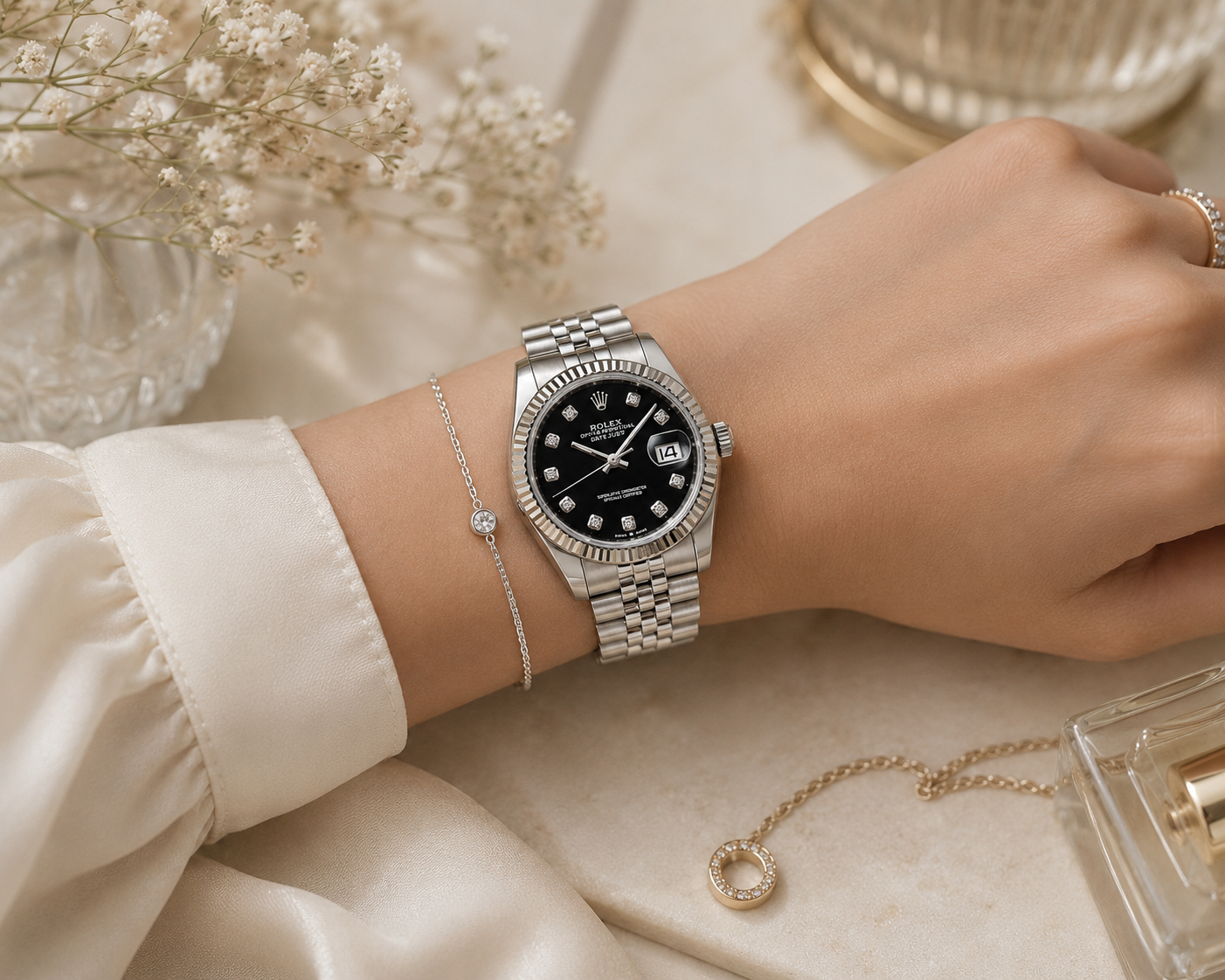 Luxury Rolex Datejust Classic Silver Edition with Black Diamond Dial Rolex-w.06