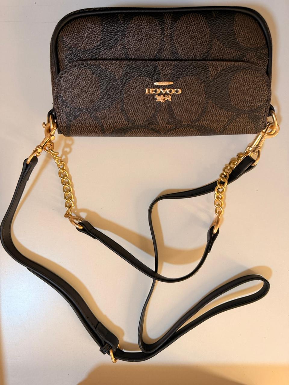 COACH Signature Canvas Flap Crossbody -Brown & Black #21