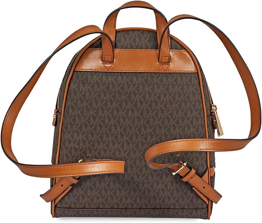 backpack featuring the classic MK signature monogram print in a rich chocolate brown #15
