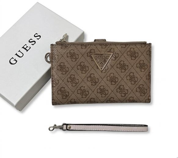 GUESS Women's Clutch Wallet - Beige & Charcoal Logo #8