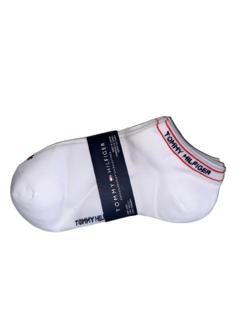 Tommy Hilfiger Branded Cuff Ankle Socks (3-Pair Pack) – Red Stripe Detail, Unisex Athletic Comfort #03