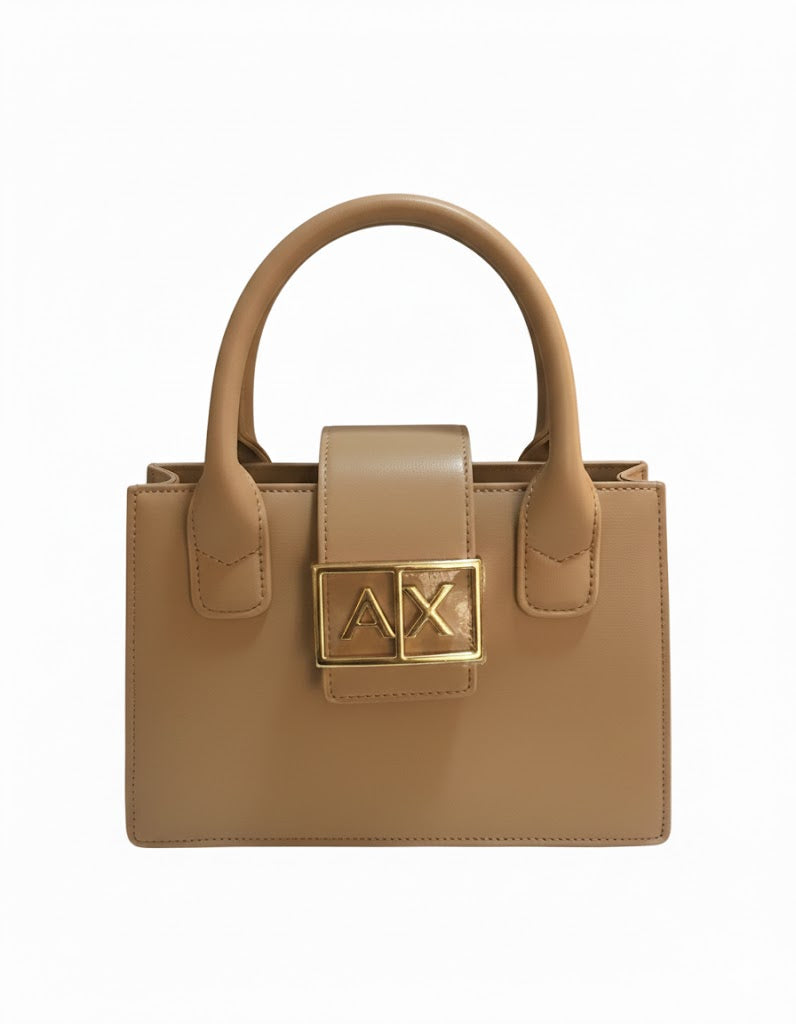 A|X Armani Exchange Structured Satchel – Metallic Logo, Modern Sophistication #3