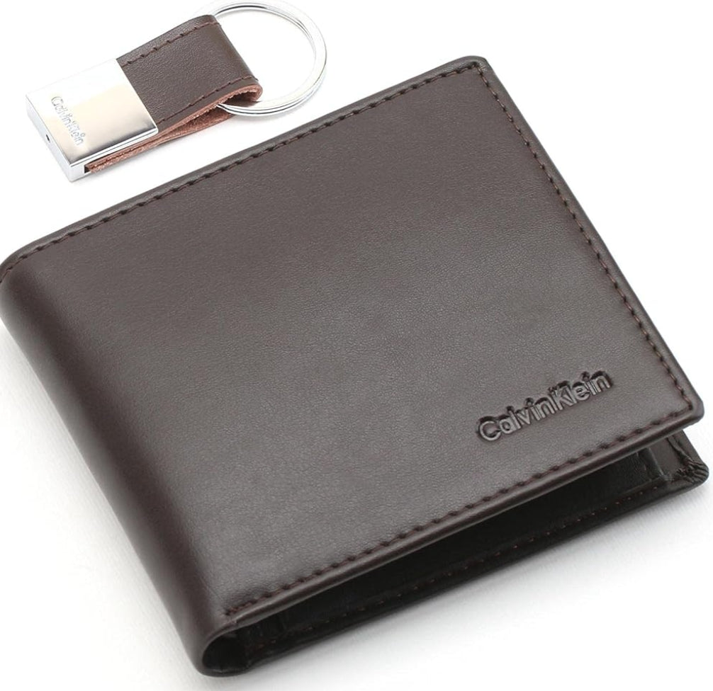 Calvin Klein Men’s 2-Piece Set: Smooth Leather Wallet & Matching Keychain #18