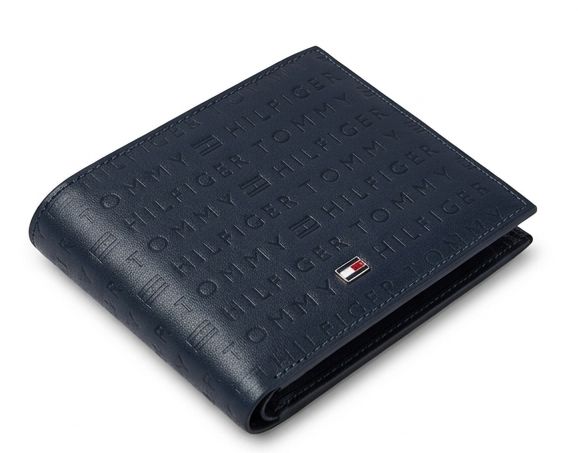 Tommy Hilfiger Men's Embossed Logo Wallet - Navy Blue #76
