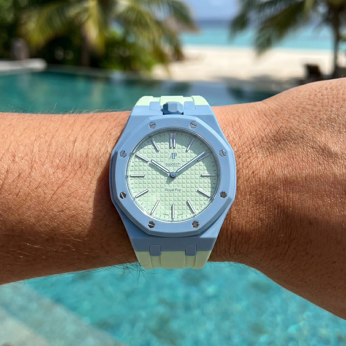 Green Blue Swatch x AP Royal Pop Automatic Watch & Strap