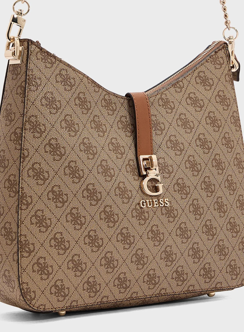 Guess Logo Monogram Hobo Bag – Sand & Latte #166
