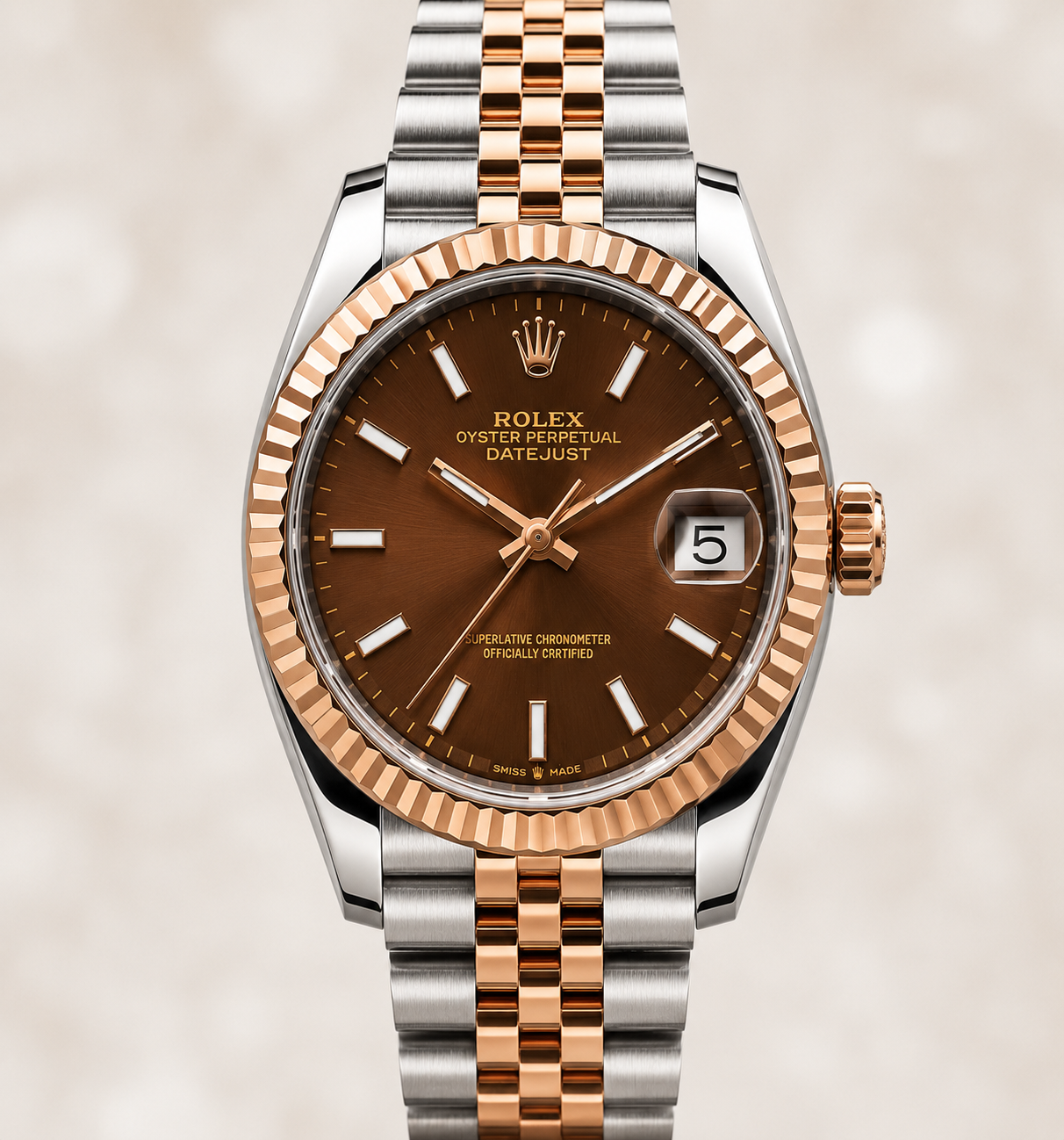 Luxury Rolex Datejust Elegant Two-Tone Gold & Silver Edition with Chocolate Brown Dial Rolex-w.03