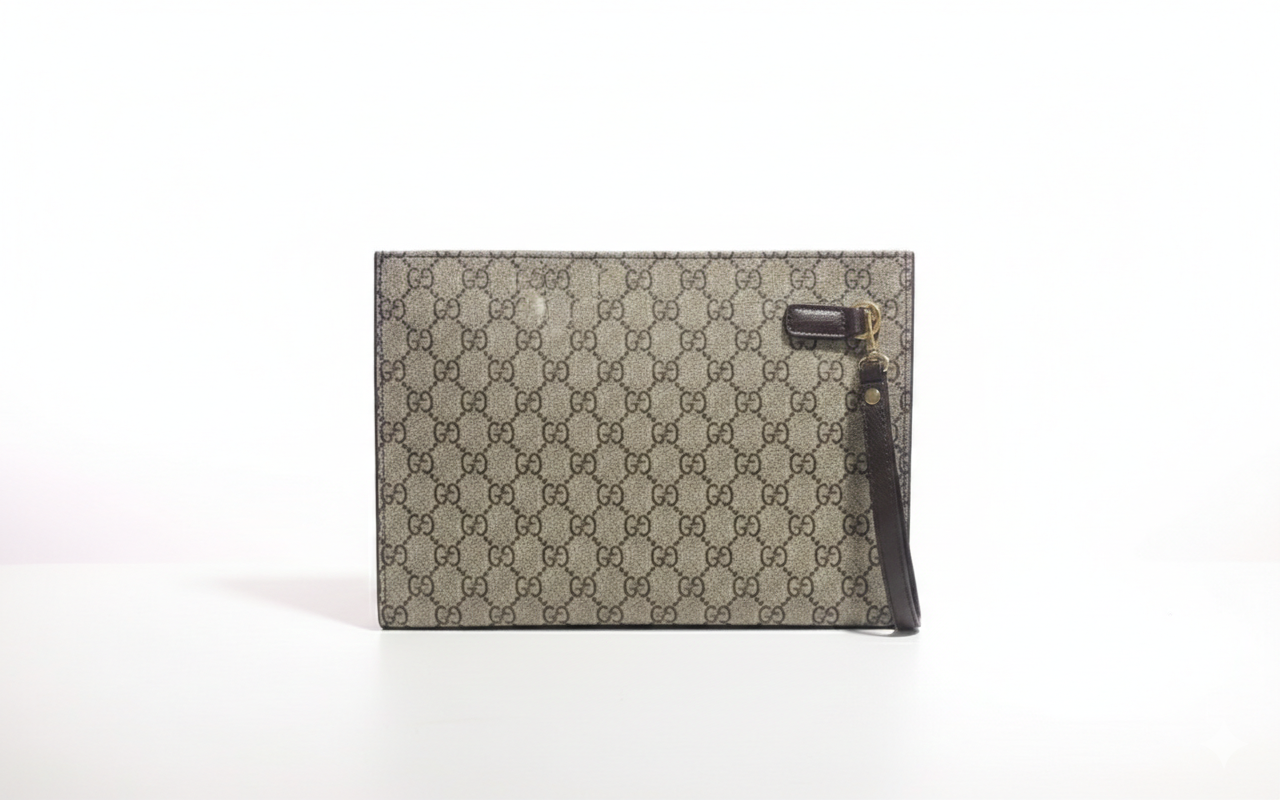 GUCCI GG Supreme Canvas Wristlet Pouch – Classic Monogram #1
