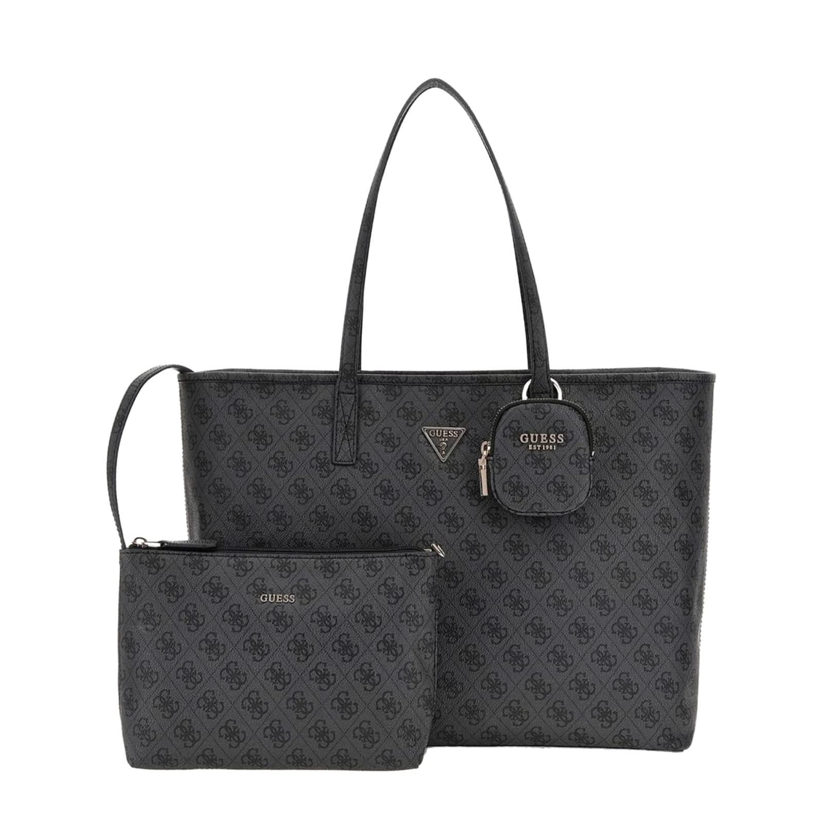 Guess Signature Monogram 3-in-1 Tote Bag - Charcoal Grey #183