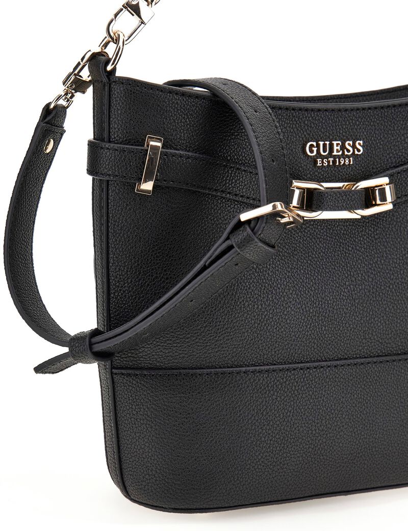 Guess Textured Faux-Leather Bucket Bag – Sleek Black #162