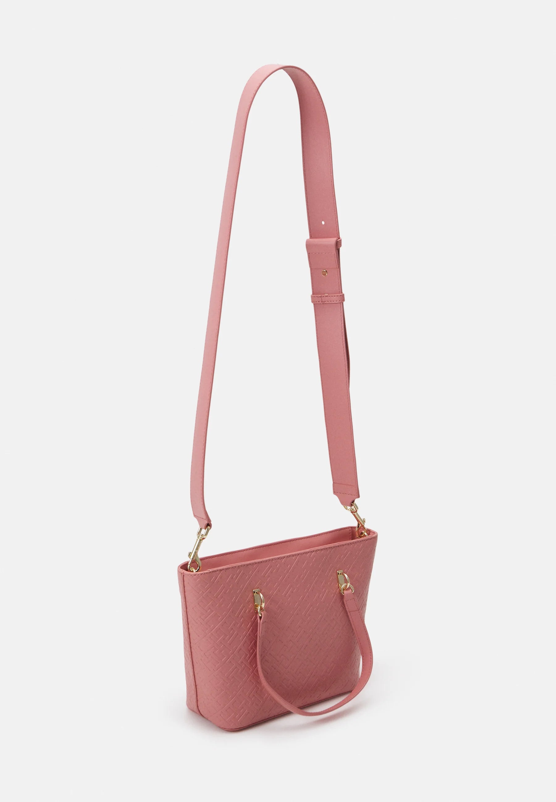 Tommy Hilfiger Embossed Monogram Tote Bag – Dusty Rose Pink, Elegant Dual-Strap Design #11