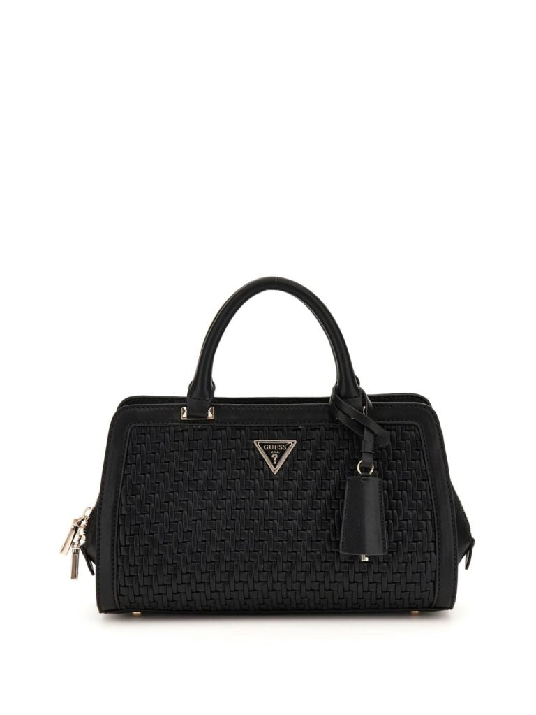 GUESS Woven Satchel Bag - Elegant Midnight Black #26
