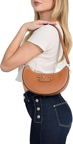 Guess Cognac Tan Crescent Hobo Bag #23