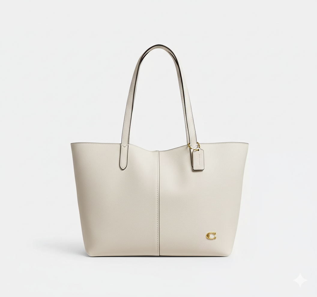 COACH Polished Pebble Leather Tote - Chalk White #16