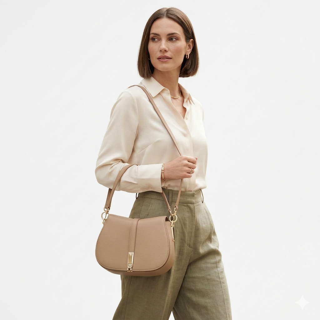 Tommy Hilfiger Camel Tan Saddle Bag #47