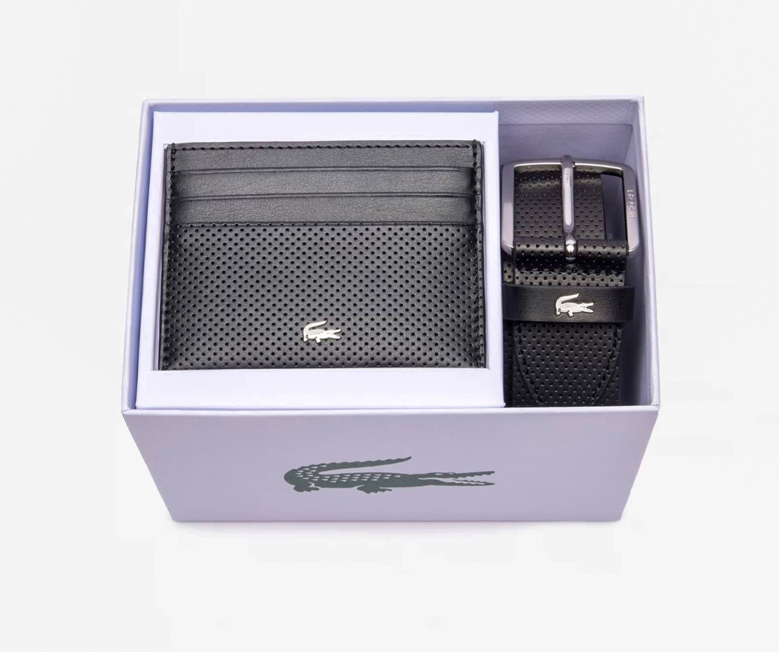 LC Black Leather Wallet-Belt Set For Men #01