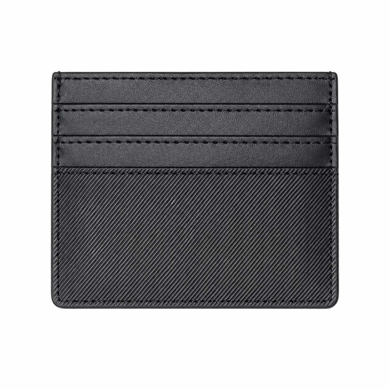 BOSS Hugo Boss Textured Leather Card Holder - Sleek Black