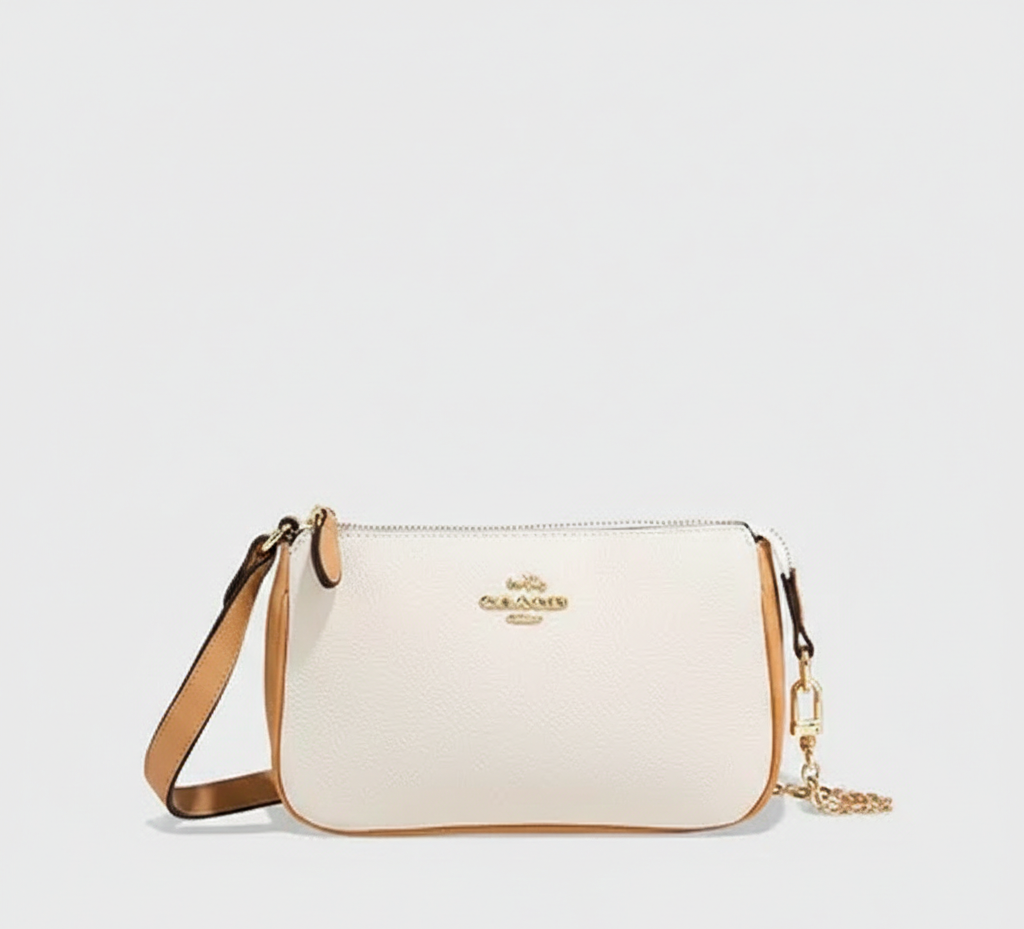 COACH Leather Mini Shoulder Bag – Ivory & Tan #26