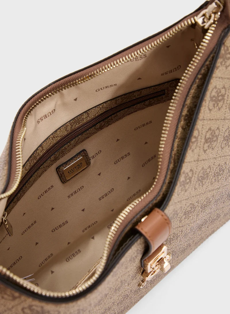 Guess Logo Monogram Hobo Bag – Sand & Latte #166