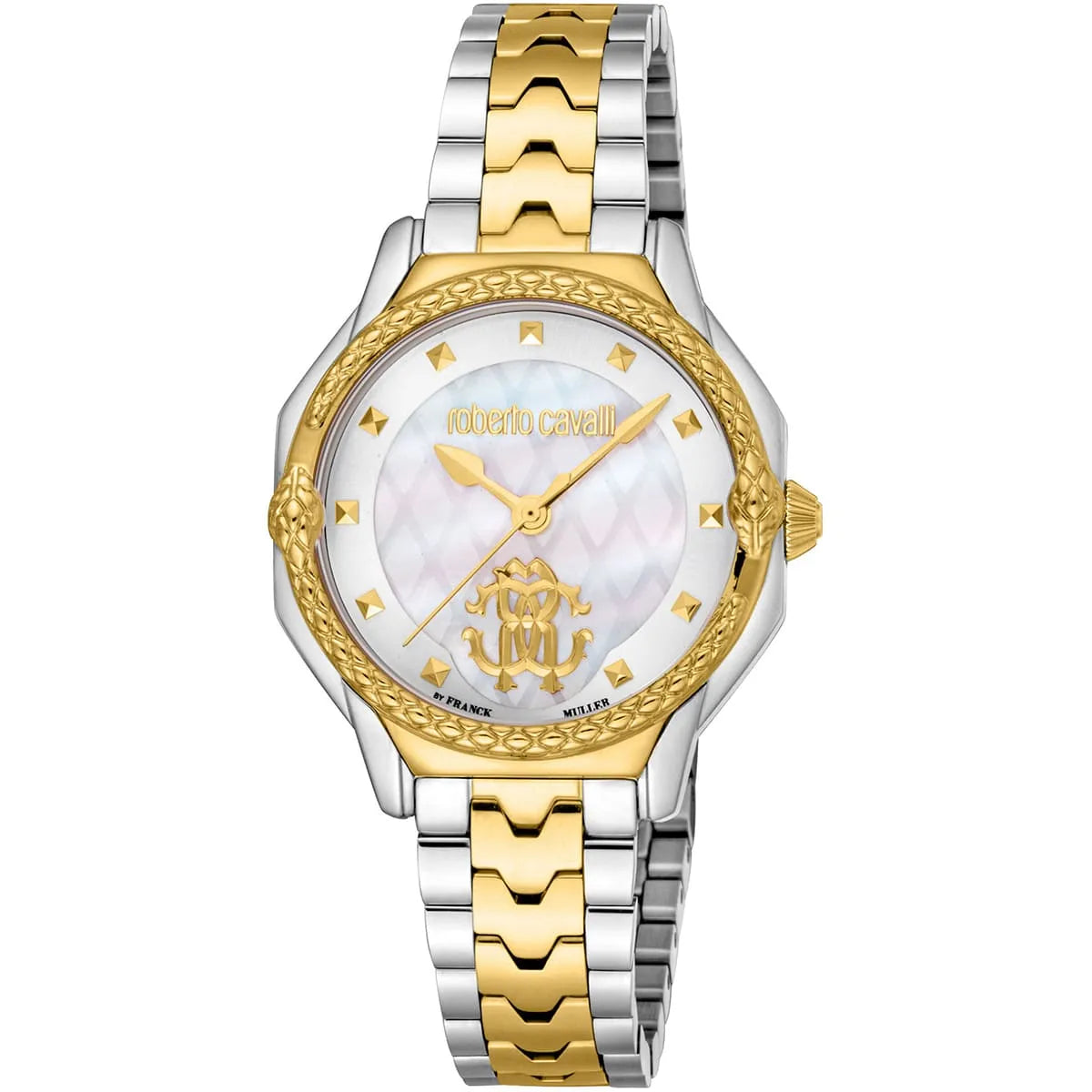 Roberto Cavalli RV1L225M0071 Women’s Watch – Franck Muller Collaboration, Two-Tone Stainless Steel Bracelet, White Dial, Luxury Quartz Timepiece