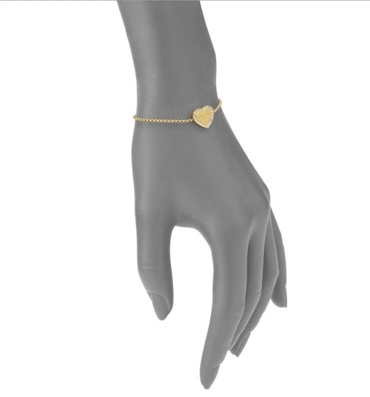 Elegant Gold-Tone Heart Charm Adjustable Bracelet – Minimalist Luxury Jewelry for Women#027