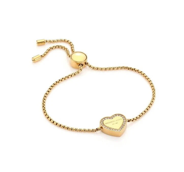 Elegant Gold-Tone Heart Charm Adjustable Bracelet – Minimalist Luxury Jewelry for Women#027