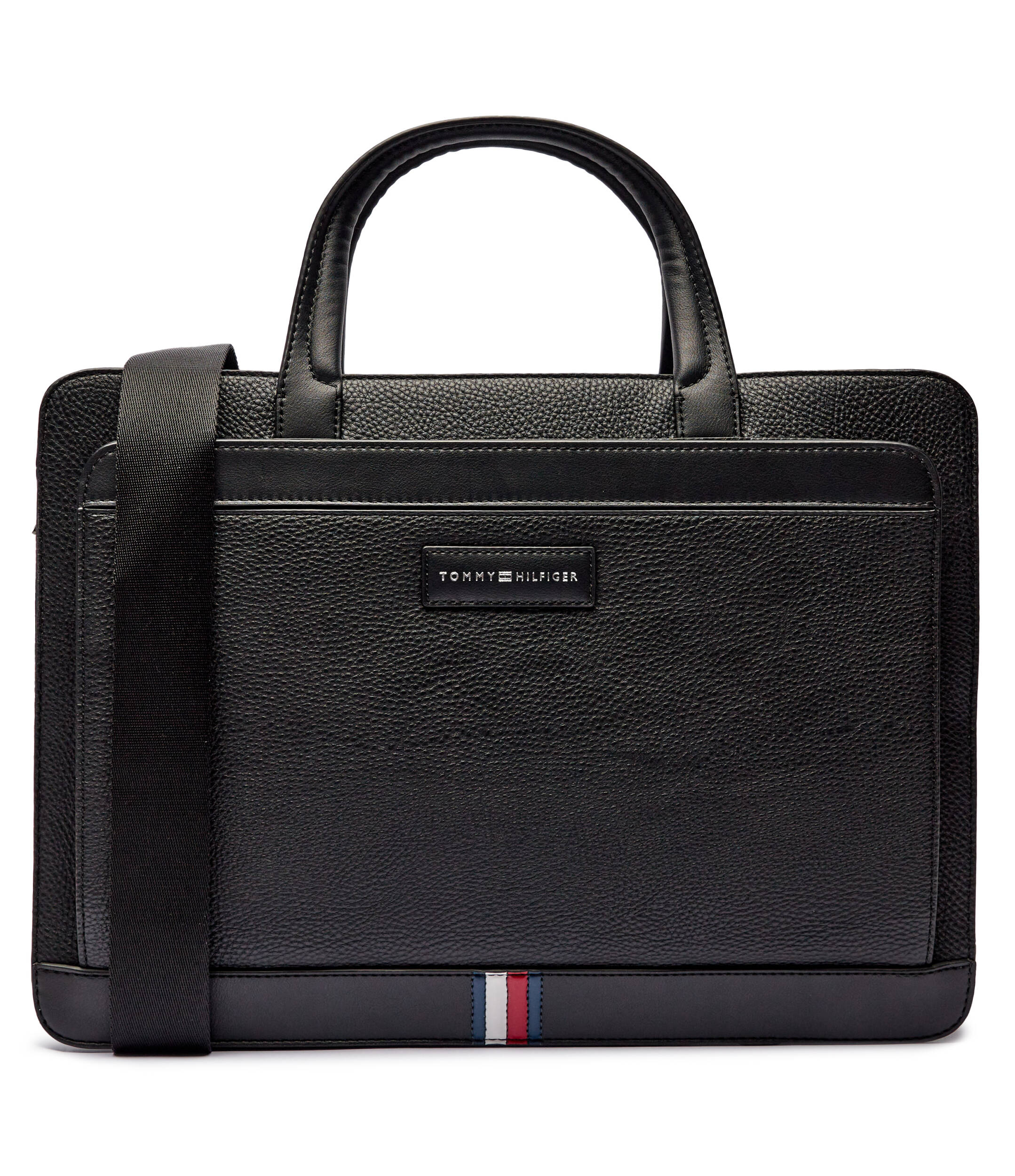 Tommy Hilfiger Black Leather Laptop Bag For Men #2