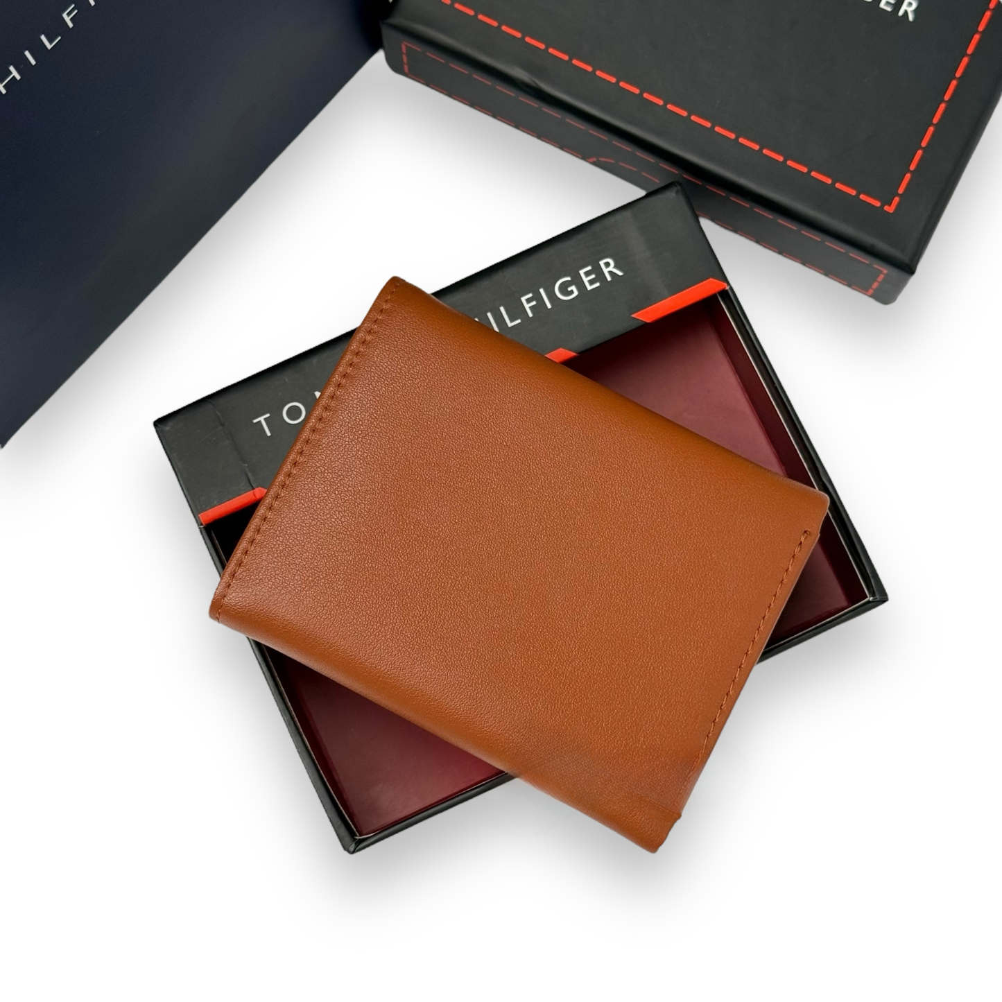 TH Camel Leather Trifold Wallet For Men 2#