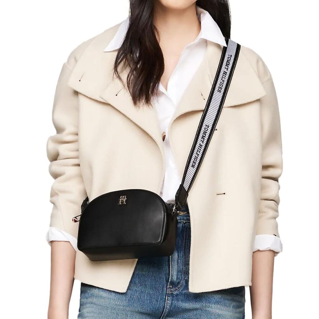 Tommy Hilfiger Women’s Black Crossbody Bag – Leather Compact Everyday Style (AW0AW16679)#60