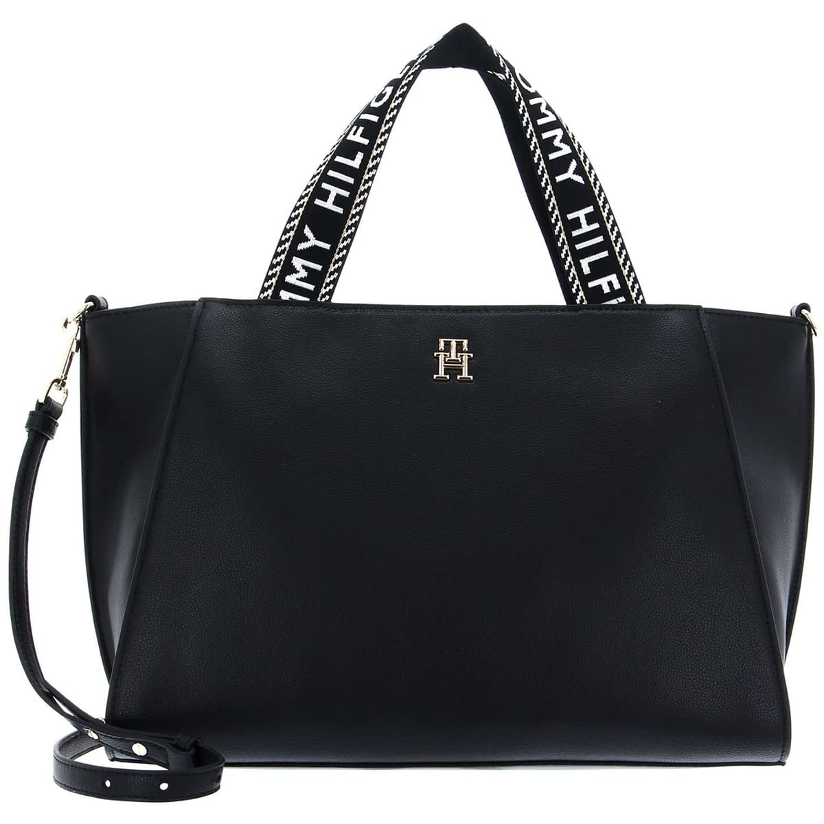 Tommy Hilfiger Women’s Handbag AW0AW14469 BDS – Black Leather Elegant Everyday Tote Bag#64