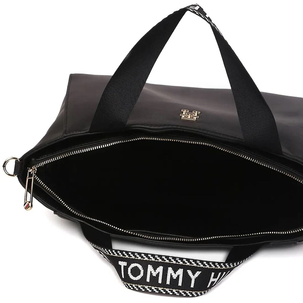 Tommy Hilfiger Women’s Handbag AW0AW14469 BDS – Black Leather Elegant Everyday Tote Bag#64