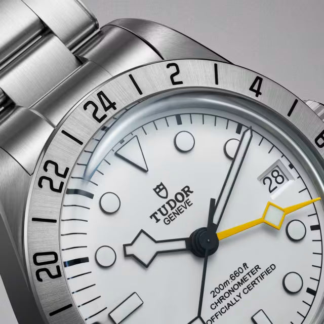 TUDOR Geneve White Dial Stainless Steel GMT Chronometer Watch – 200m Water Resistance