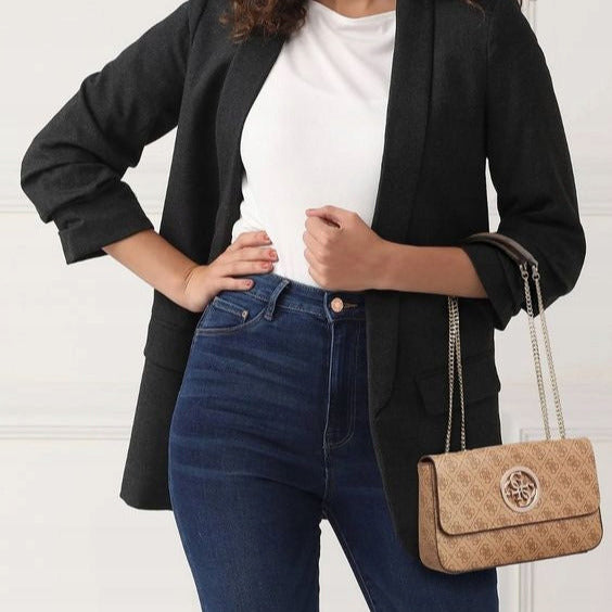 Guess Light Brown Monogram Bag For Women 22#