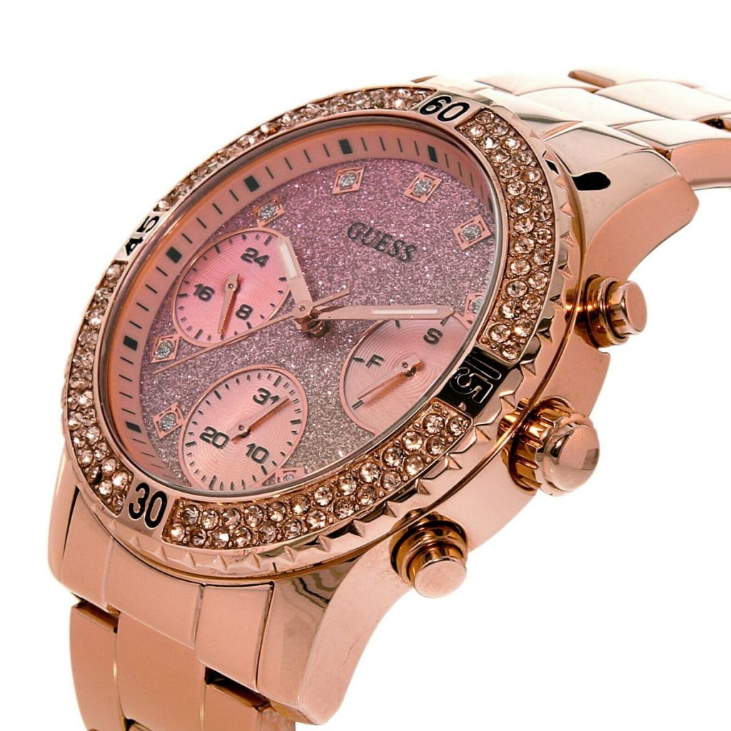 Guess Confetti Women’s Watch – Model W0774L3 | Two-Tone Dial with Elegant Rose Gold Stainless Steel Design
