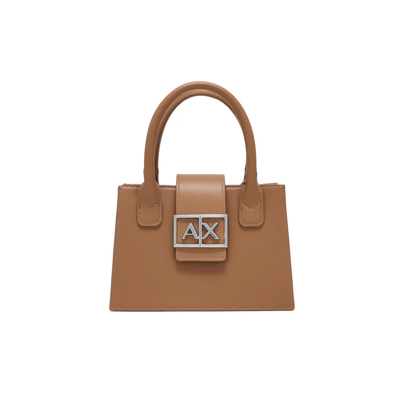 A|X Armani Exchange Structured Satchel – Metallic Logo, Modern Sophistication #3