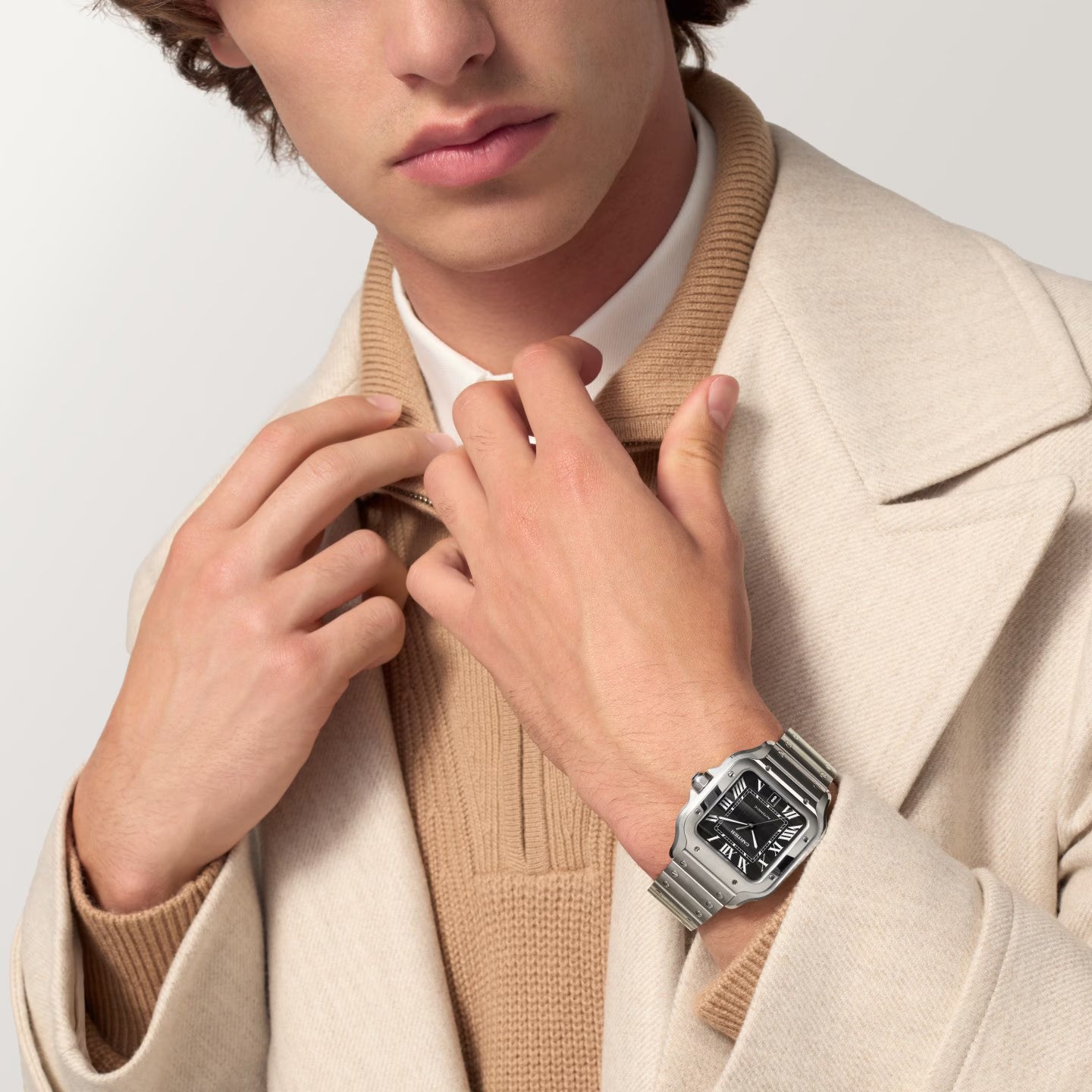 Santos de Cartier LM Watch – Black Dial & Stainless Steel Bracelet