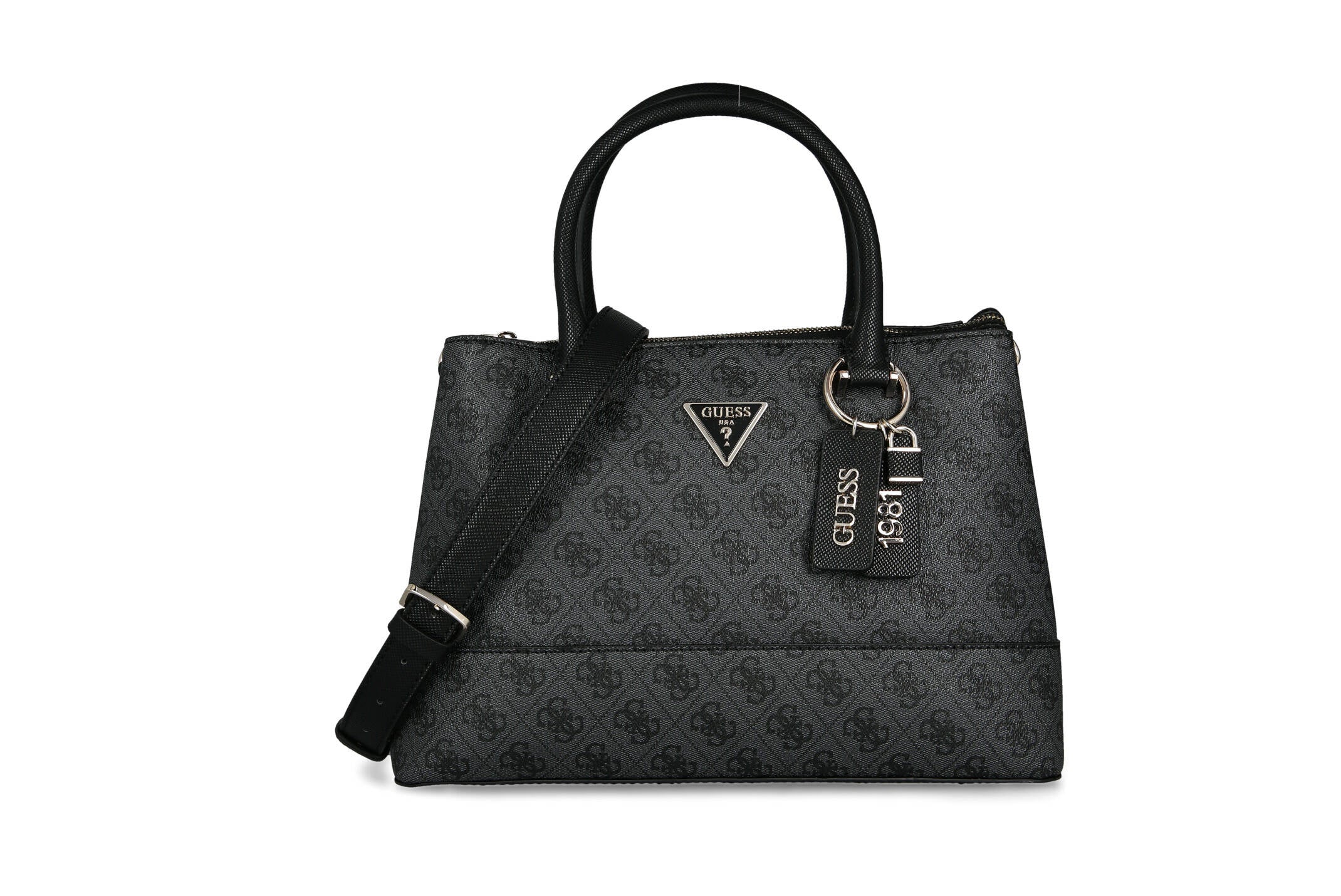 Guess Classic Dark Grey Monogram Handbag For Women #143