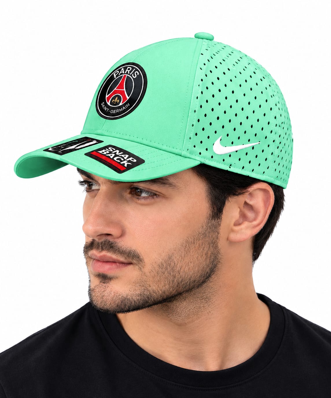 Nike Men's Paris Saint-Germain Snapback Baseball Cap - Mint Green with White Swoosh#14