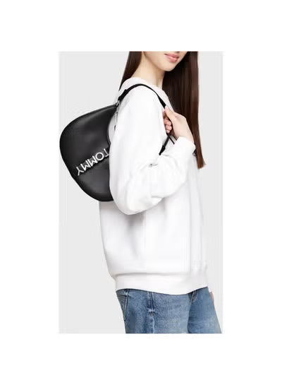 Tommy Hilfiger Black Women Shoulder Bag AW0AW16510 BDS Leather – Elegant Everyday Handbag#74