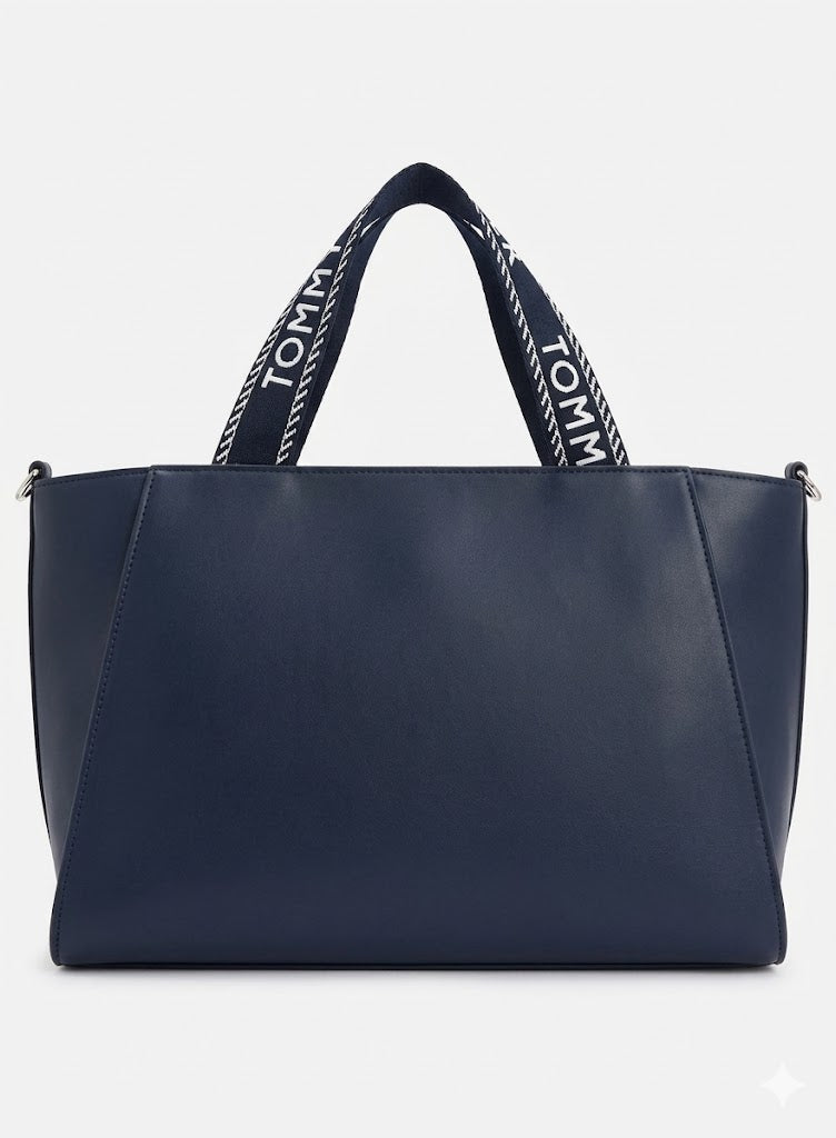 Tommy Hilfiger Life Tote Bag – Navy Blue PVC Tote with Crossbody Strap by Tommy Hilfiger#82