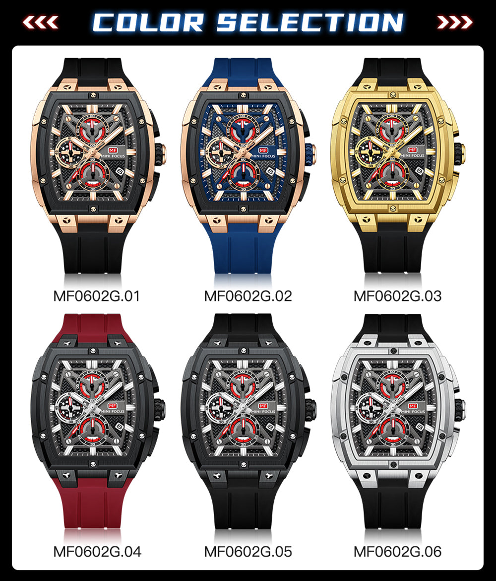 Mini Focus Mini Focus Men’s Quartz Watch MF0602G – Gold Case with Black Silicone Strap