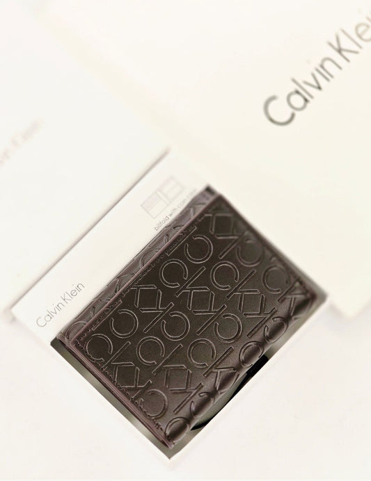 CK Brown Leather Trifold Wallet For Men 71#