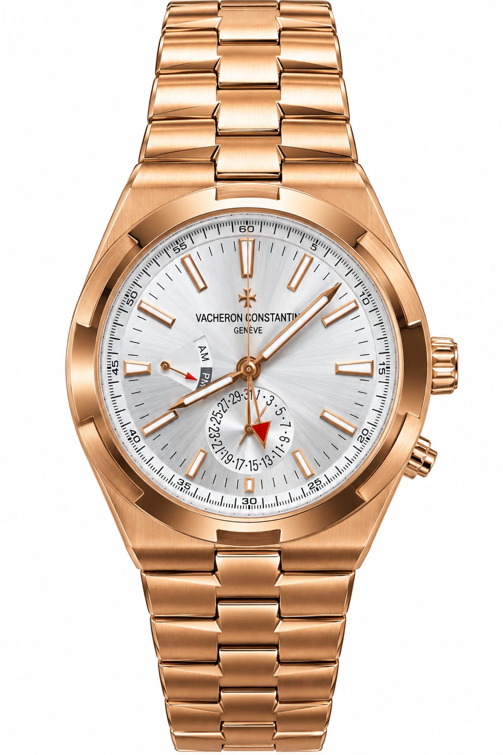 Vacheron Constantin Overseas Dual Time – Rose Gold-Tone Stainless Steel Case and Bracelet with Silver Dial