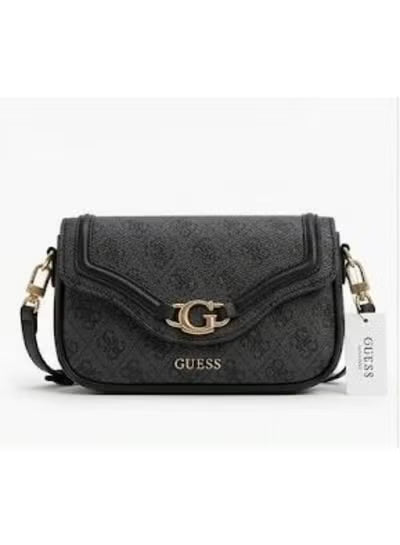 GUESS Black Logo Flap Crossbody Bag with Gold “G” Buckle – Elegant Everyday Shoulder Bag#198