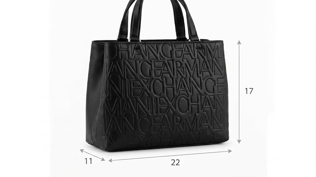 A|X Armani Exchange Black Embossed Logo Tote Bag – Sophisticated Style, All-Day Versatility #7