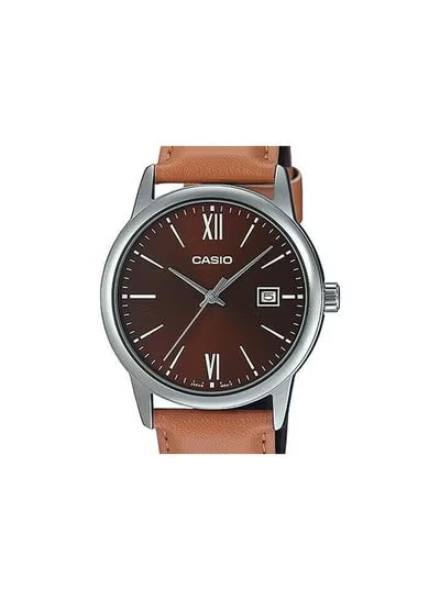 Casio Men's Analog Watch with Brown Dial and Brown Leather Band – MTP-V002L-5B3UDF