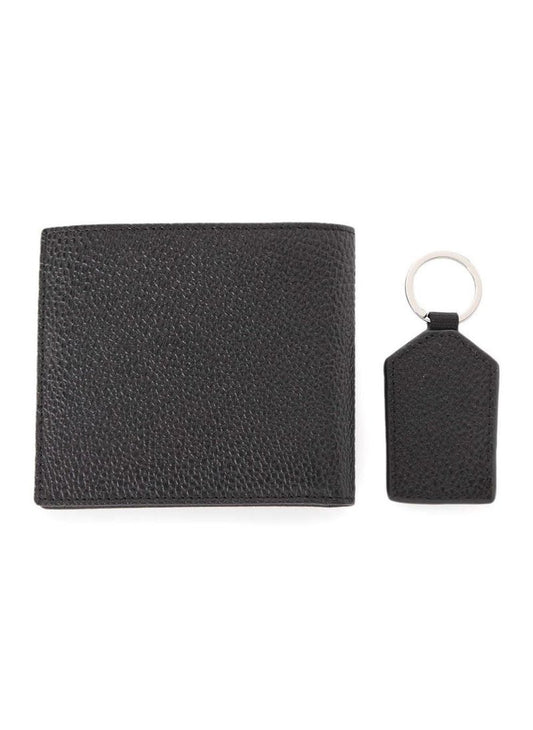 AX Black Leather Wallet & Keychain Set For Men 16#