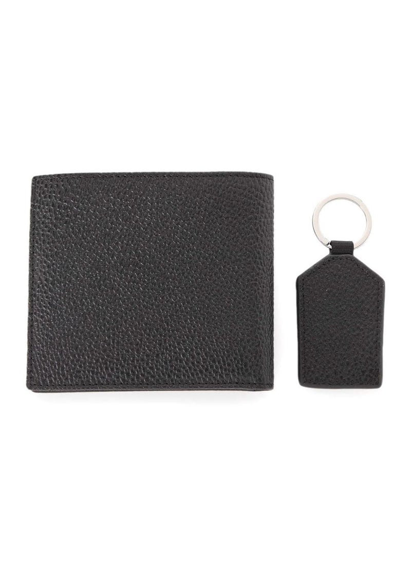 AX Black Leather Wallet & Keychain Set For Men #2