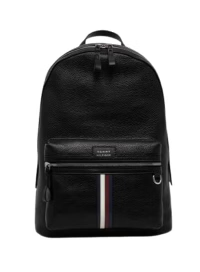 Tommy Hilfiger Men's Black Leather Backpack – Premium Everyday Business & Travel Backpack#11-100