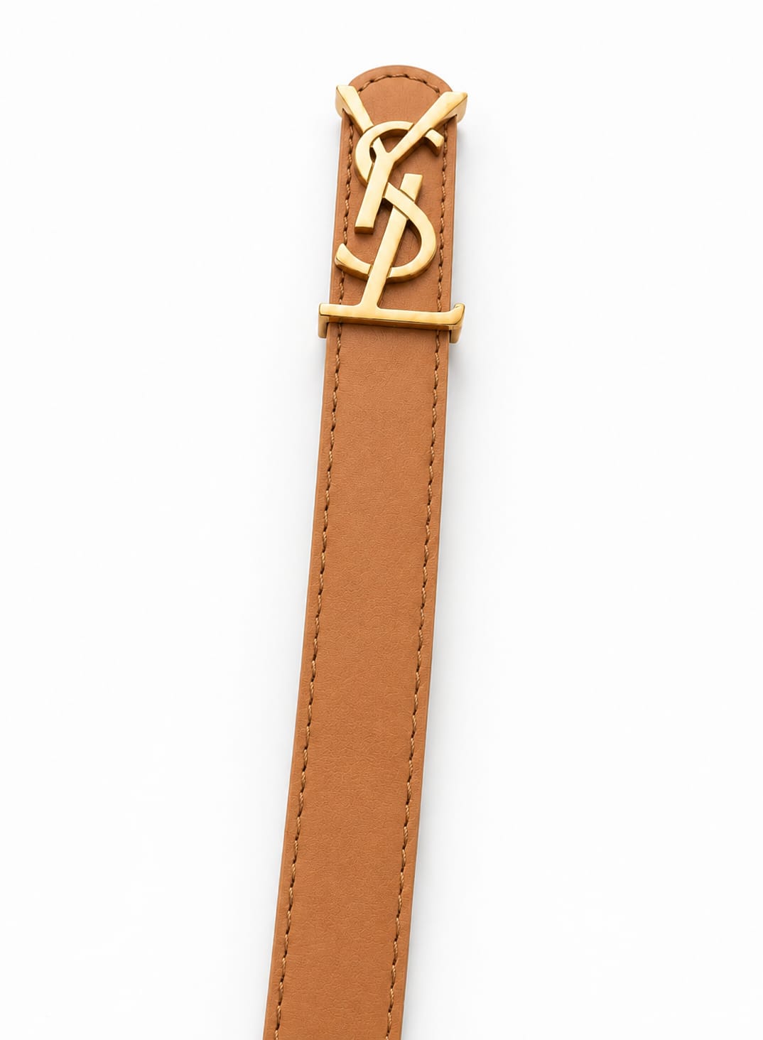 Yves Saint Laurent (YSL) Women's Reversible Premium Leather Belt – Brown / Black with Gold YSL Monogram Buckle#06